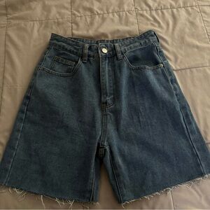 SHEIN Blue Jean Shorts Distressed Cut-Off Style